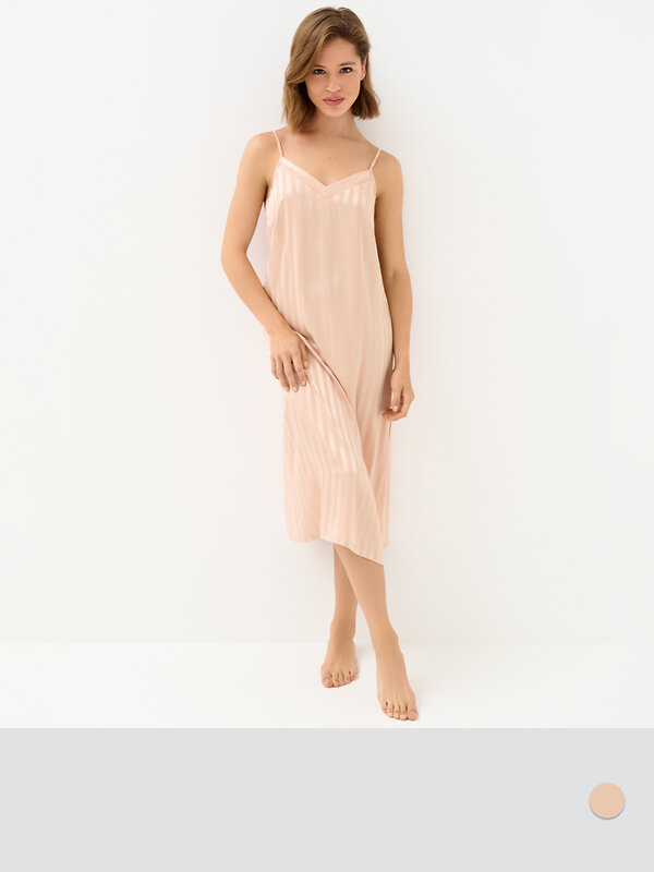 Omsa Сорочка 569168 OmD 0118D LINE Сорочка жен. (длинная на узк.бретелях жаккард), PL Rosa Cenere (Розовый)