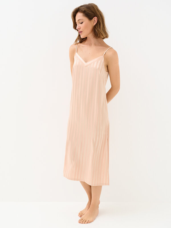 Omsa Сорочка 569168 OmD 0118D LINE Сорочка жен. (длинная на узк.бретелях жаккард), PL Rosa Cenere (Розовый)