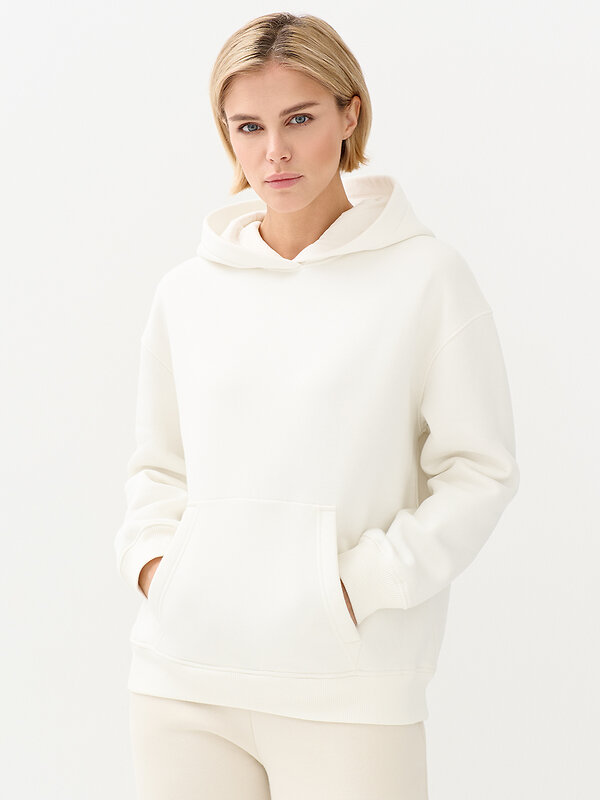 Omsa Худи 569190 OmD 2045С Худи жен. OVERSIZE утепленное, CO+PE Avorio (Молочный)