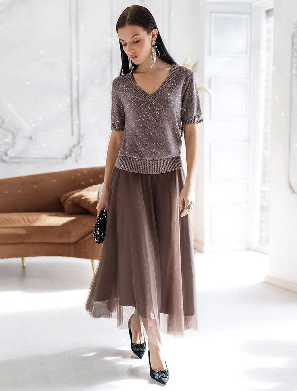 VILATTE Джемпер 569474 D39.371 кофейный