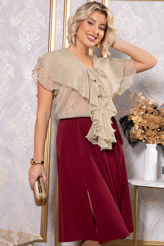 LT Collection Платье 569621 П14753-39М бордовый/бежевый