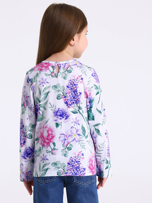 Апрель Лонгслив 569736 1ДДЛД3568001н гортензия и сирень на белом