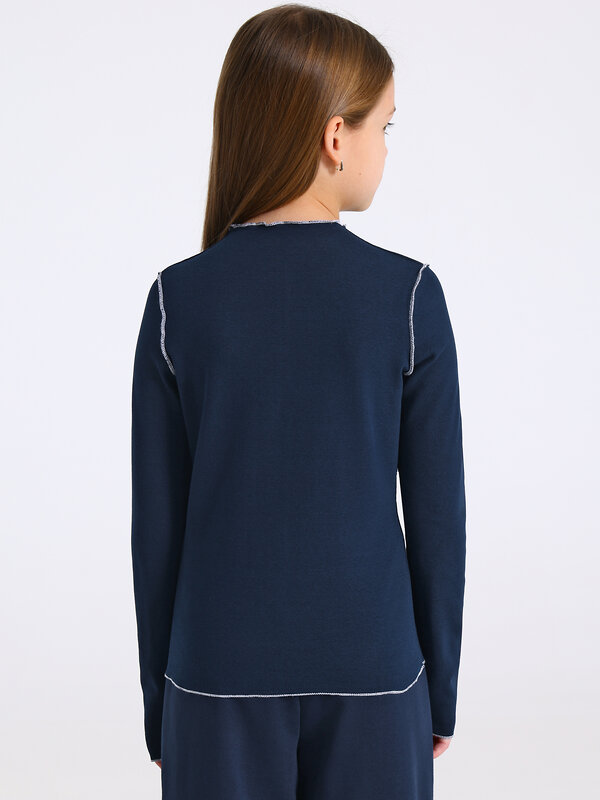 Апрель Лонгслив 569828 1ДДЛД4501200 темно-синий+белый