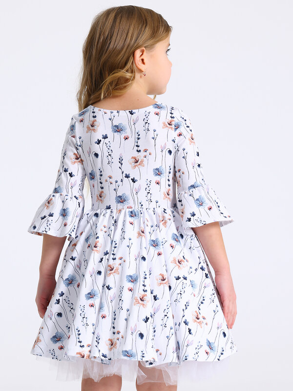 Апрель Платье 569833 1ДПД4858001нс нежные цветы на белом+белый