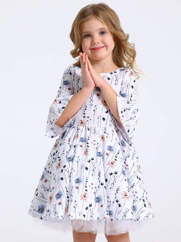 Апрель Платье 569833 1ДПД4858001нс нежные цветы на белом+белый