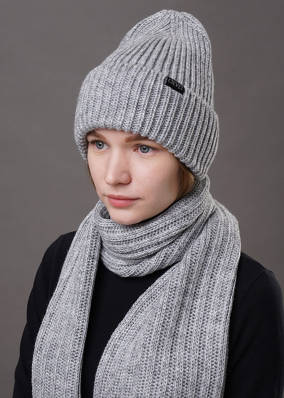 CLEVER Шапка 91309 102680ап меланж св.серый