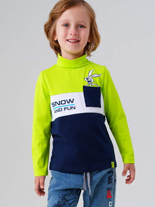 PLAYTODAY Водолазка 570088 32512232 белый,ярко-зеленый,тёмно-синий