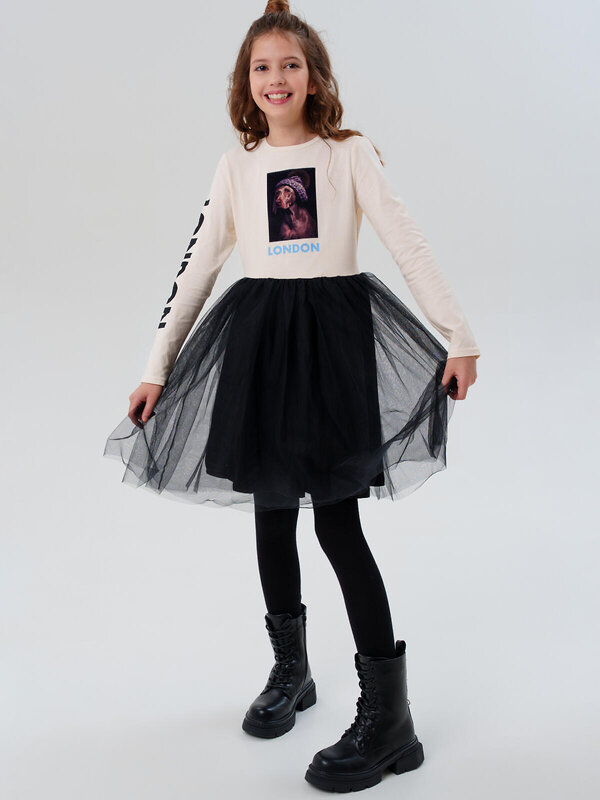 PLAYTODAY Платье 570252 32521468 молочный,черный