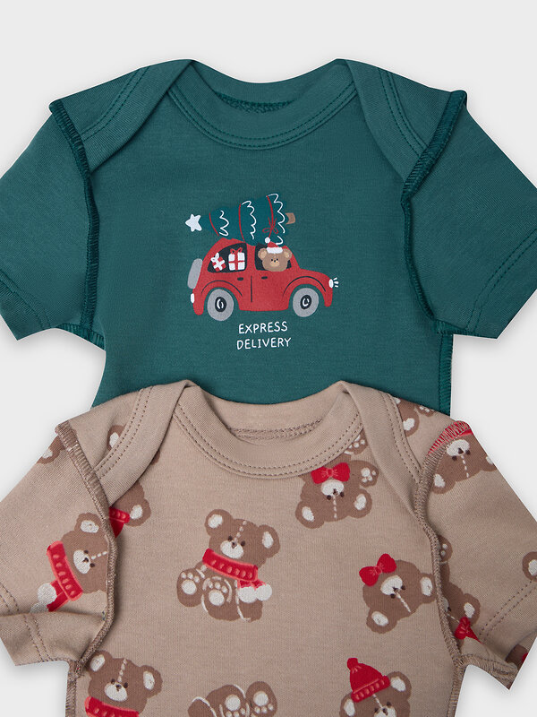 MARK FORMELLE Боди детское 570329 13015-1-2 НГ мишутки на бежевом +изумруд