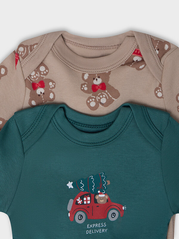 MARK FORMELLE Боди детское 570330 13015-2 НГ мишутки на бежевом +изумруд