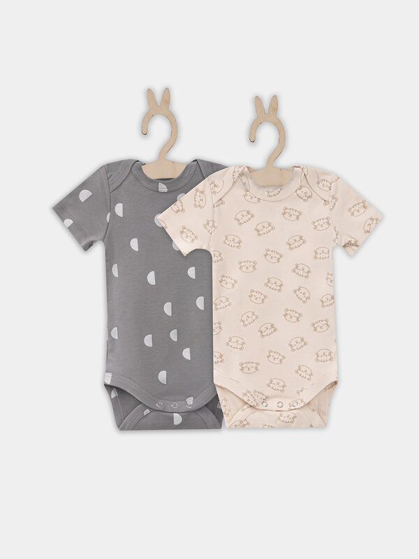 MARK FORMELLE Боди детское 570331 13015-2 тигрята на пудре +дольки на сером