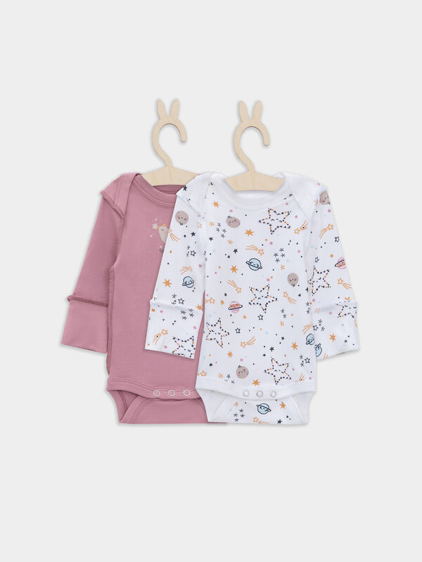 MARK FORMELLE Боди детское 570332 13016-1-2 космос на белом +кристальная роза