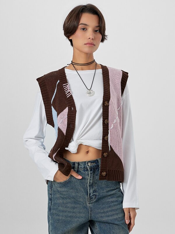 MARK FORMELLE Жилет 570702 172134 коричневый в ромбы