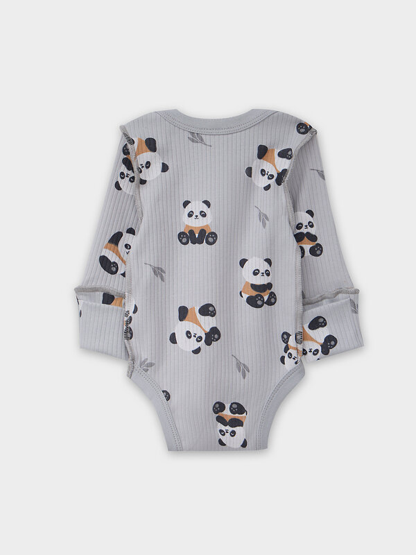 MARK FORMELLE Боди детское 570794 13018-1-2 пандочки на сером +лапки на охре