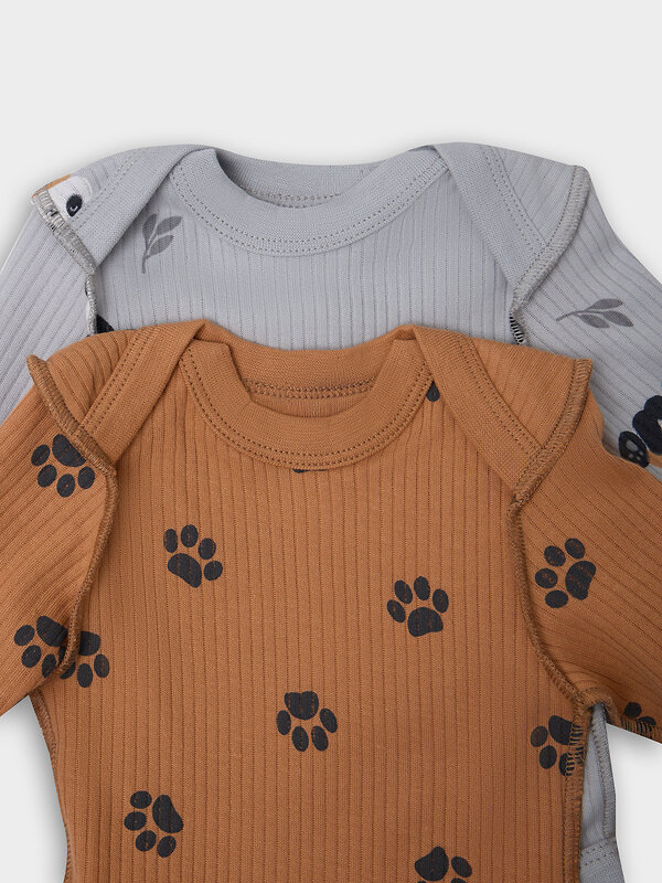 MARK FORMELLE Боди детское 570794 13018-1-2 пандочки на сером +лапки на охре