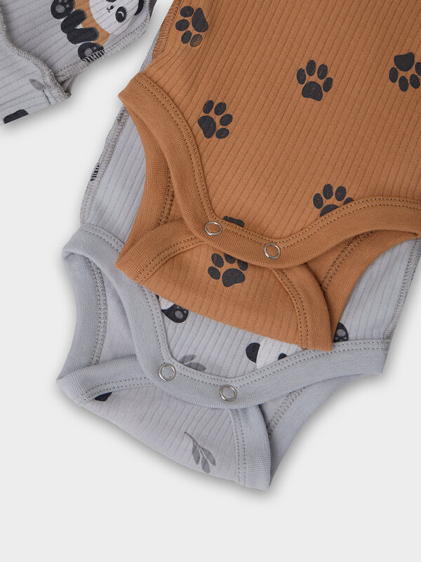 MARK FORMELLE Боди детское 570794 13018-1-2 пандочки на сером +лапки на охре