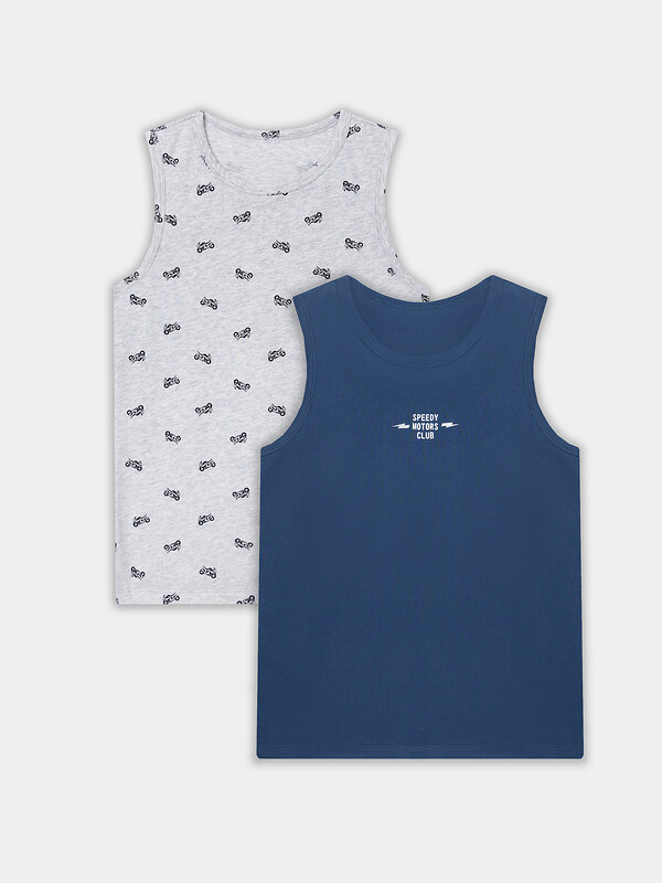 MARK FORMELLE Майка 571052 423344-2 синий +мотоциклы на св.сером меланже