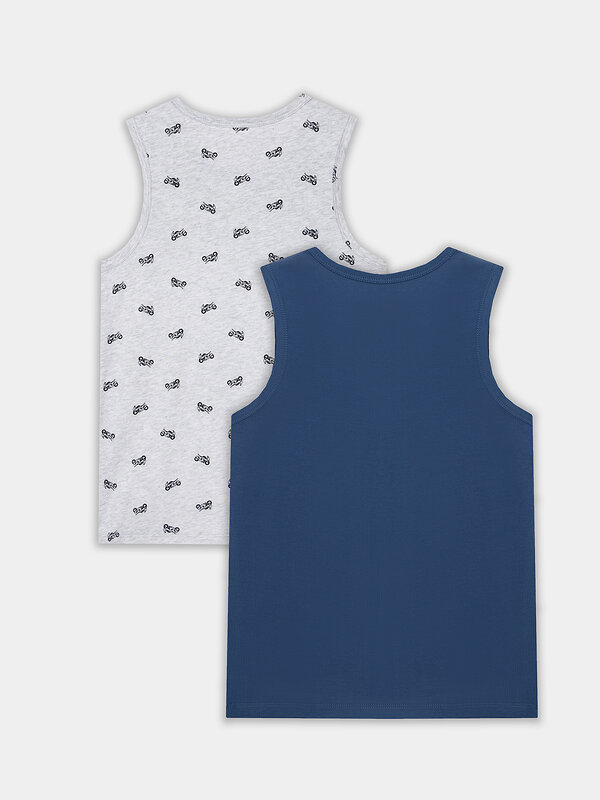 MARK FORMELLE Майка 571052 423344-2 синий +мотоциклы на св.сером меланже