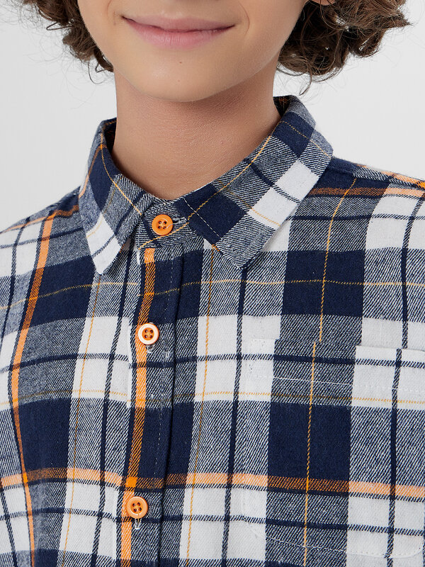 MARK FORMELLE Рубашка 571676 123490 синя-оранжевая клетка