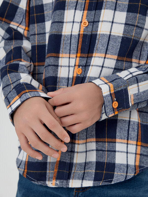 MARK FORMELLE Рубашка 571676 123490 синя-оранжевая клетка