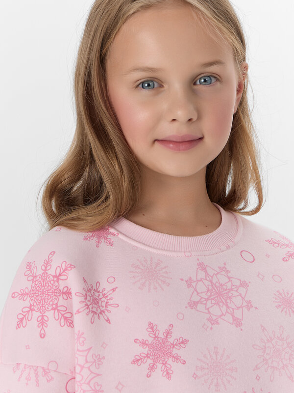 MARK FORMELLE Свитшот 571681 127897/1 снежинки на розовом нектаре