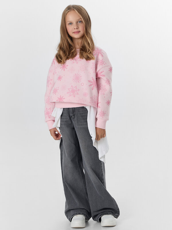 MARK FORMELLE Свитшот 571681 127897/1 снежинки на розовом нектаре