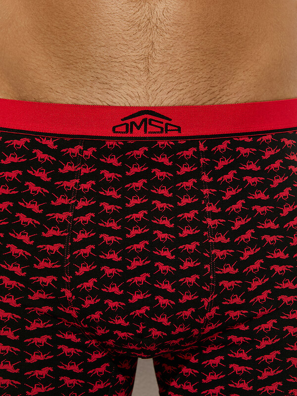 Omsa Трусы 572355 OmU 1234-25B New Year Боксеры муж. с откр.резинкой, CO Nero/Rosso (Черный)