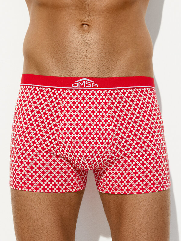 Omsa Трусы 572361 OmU 1234-25B New Year Боксеры муж. с откр.резинкой, CO Rosso/Bianco (Красный)