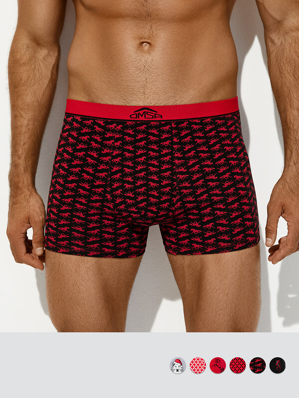 Omsa Трусы 572361 OmU 1234-25B New Year Боксеры муж. с откр.резинкой, CO Rosso/Bianco (Красный)