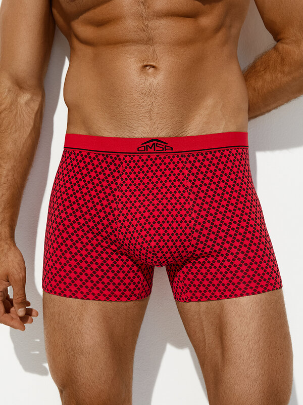 Omsa Трусы 572380 OmU 1234-25B New Year Боксеры муж. с откр.резинкой, CO Rosso/Nero (Красный)