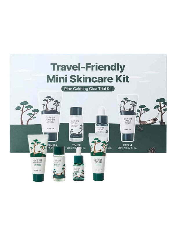 ROUND LAB Набор средств для лица с экстрактом сосны и центеллы: пенка, тонер, сыворотка, крем / Pine Calming Cica Trial Kit, 30 мл, 20 мл x 2, 10 мл 572625 25809 