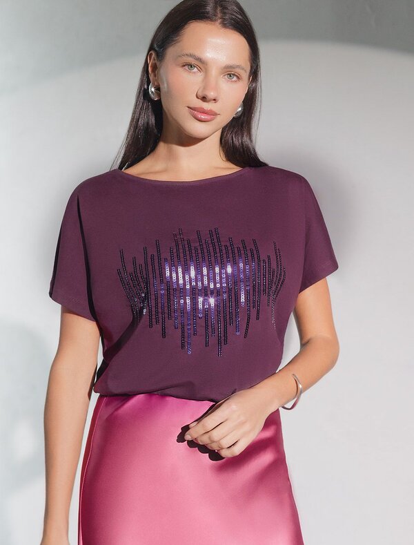 VILATTE Футболка 572808 D49.133 бургунди_stripes