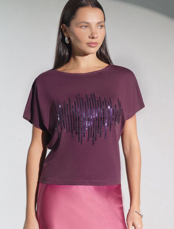 VILATTE Футболка 572808 D49.133 бургунди_stripes