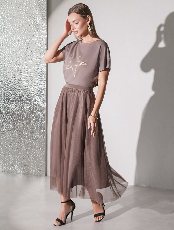 VILATTE Футболка 572812 D49.133 кофейный_star