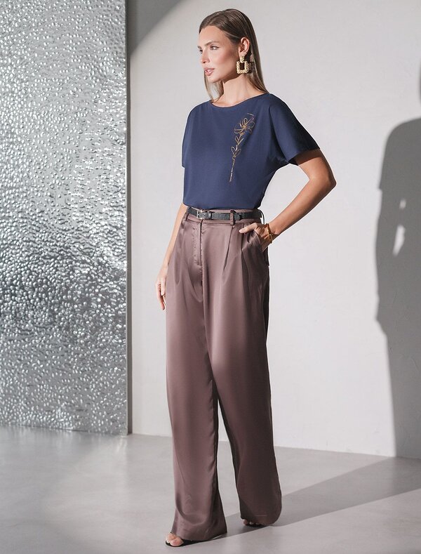 VILATTE Футболка 572817 D49.133 т.синий_цветок