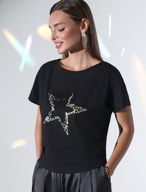 VILATTE Футболка 572819 D49.133 черный_star