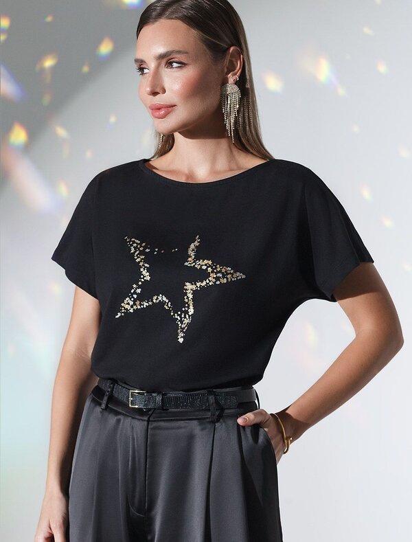 VILATTE Футболка 572819 D49.133 черный_star