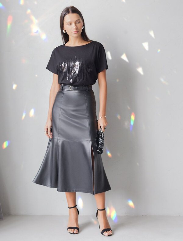 VILATTE Футболка 572821 D49.133 черный_stripes