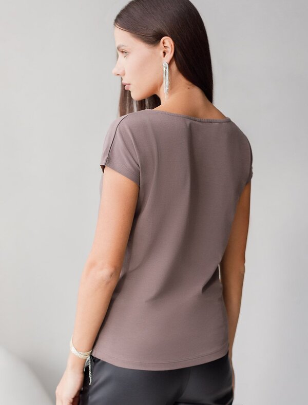 VILATTE Футболка 572831 D49.134 кофейный_листики