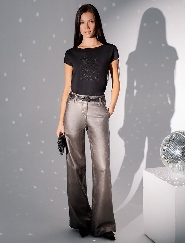 VILATTE Футболка 572837 D49.134 черный_зебра