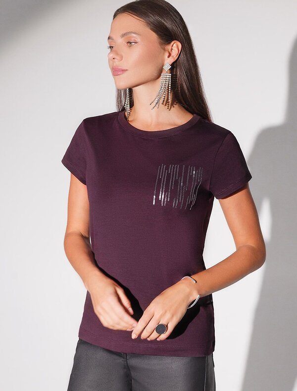 VILATTE Футболка 572851 D49.135 бургунди_блестки