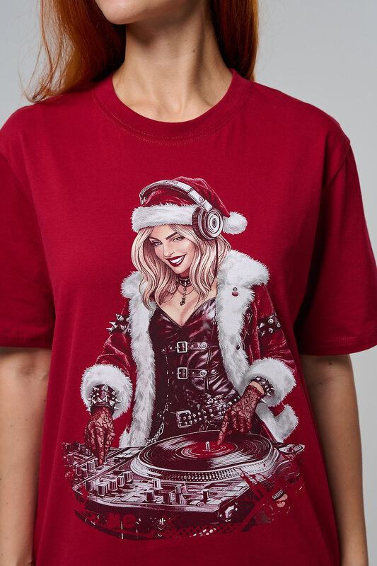 Натали Футболка 572880 8585 бордовый+диско снегурочка