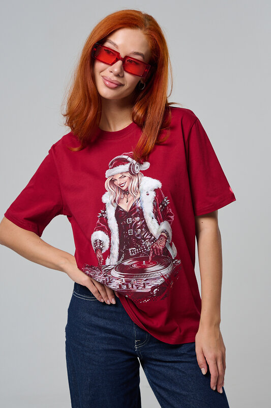 Натали Футболка 572880 8585 бордовый+диско снегурочка