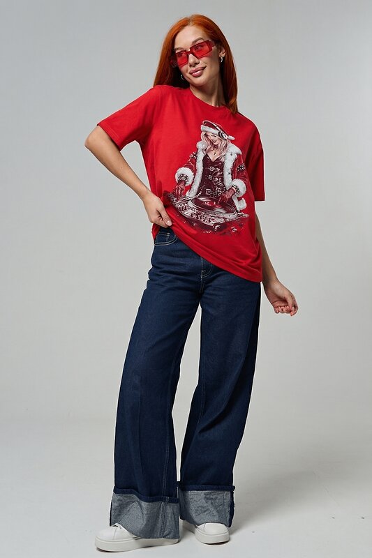 Натали Футболка 572882 8585 красный+диско снегурочка