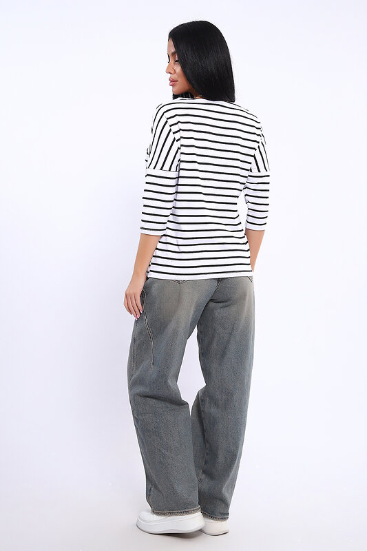 Натали Лонгслив 572904 82087 белый/черная полоска