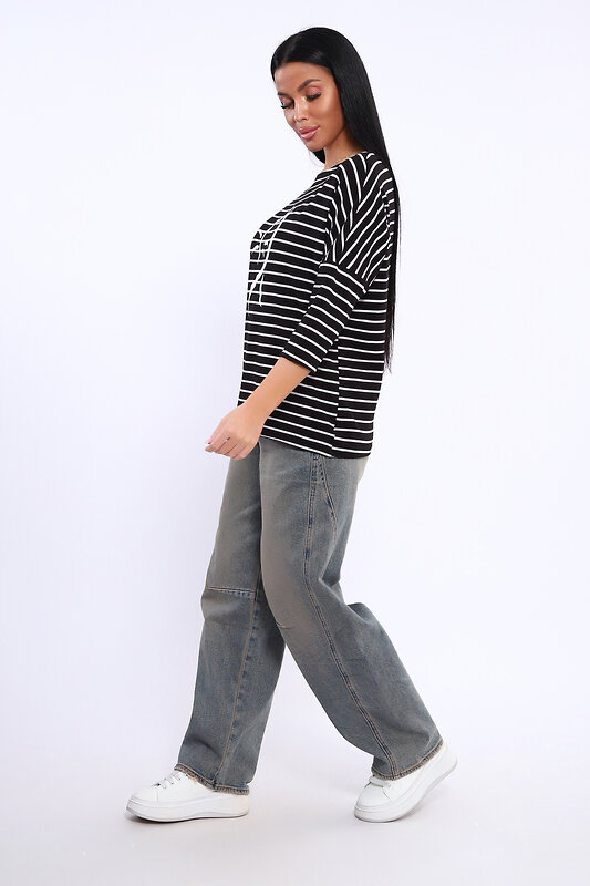 Натали Лонгслив 572906 82087 Черно-белая полоска