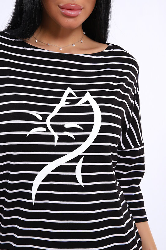Натали Лонгслив 572906 82087 Черно-белая полоска