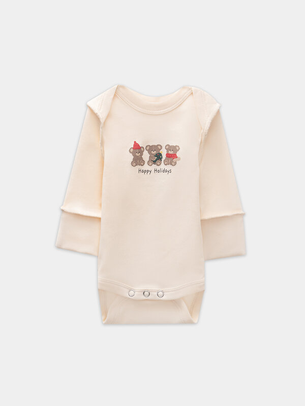 MARK FORMELLE Боди детское 573280 13016-1-2 сливочное масло +НГ мишутки на бежевом