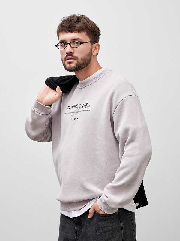 MARK FORMELLE Свитшот 573369 121801/1 ACID WASH серый +печать