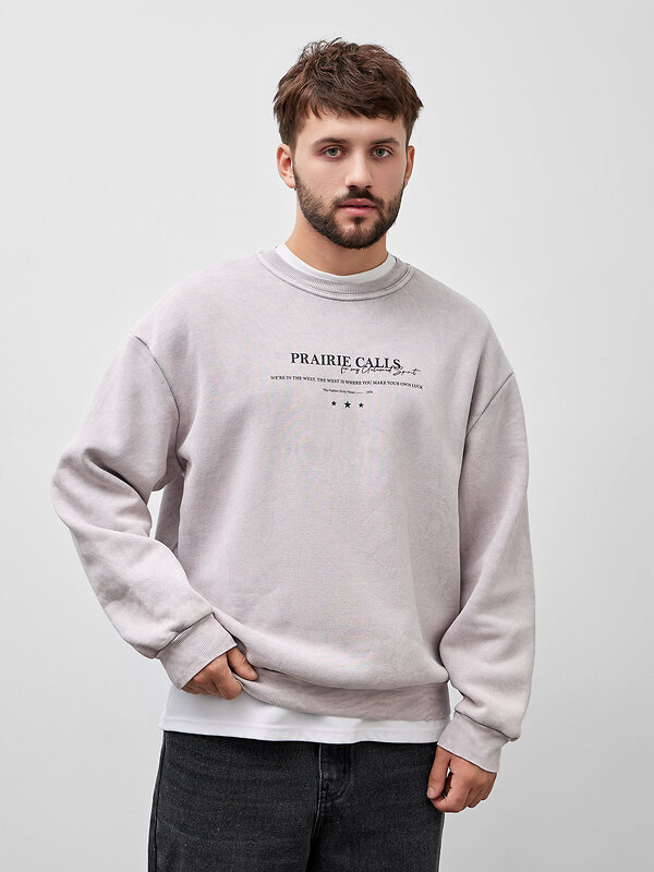 MARK FORMELLE Свитшот 573369 121801/1 ACID WASH серый +печать